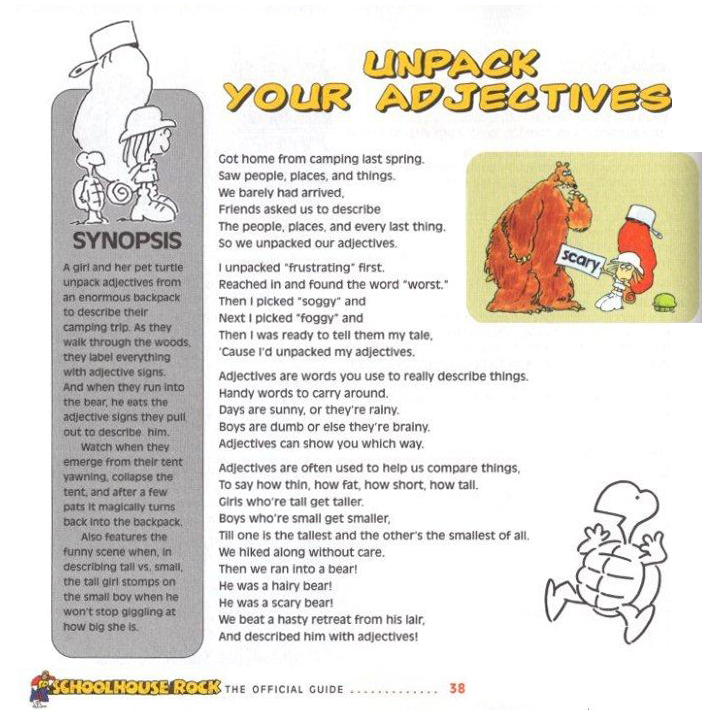 Image result for schoolhouse rock adjectives lyrics